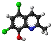 Ball-and-stick model of the chlorquinaldol molecule