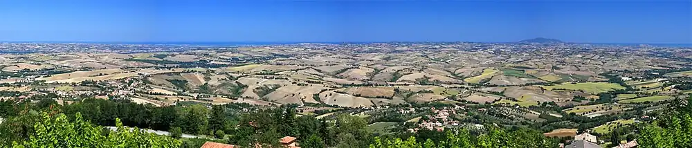 View of the Marche landscape from the Balcone delle Marche viewpoint