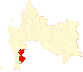 Map of the Contulmo commune in the Biobío Region