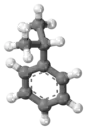 Ball-and-stick model of the cumene molecule