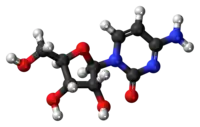 Ball-and-stick model of the cytidine molecule