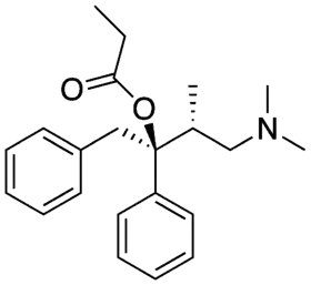 Chemical structure of Dextropropoxyphene.