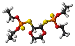 Ball-and-stick model of the dioxathion molecule