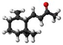 Ball-and-stick model of the gamma-ionone molecule