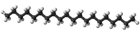 Ball and stick model of the icosane molecule