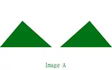 Two identical green triangles with the text "Image A" under them, all on a white background