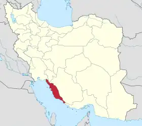 Location of Bushehr Province in Iran