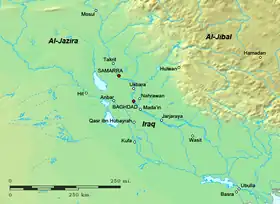 Geophysical map with regions and major cities