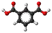 Ball-and-stick model of the isophthalic acid molecule