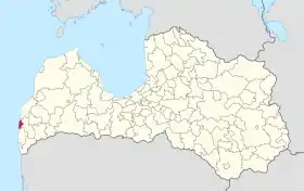 Location of Liepāja within Latvia