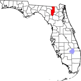 Map of Florida highlighting Columbia County