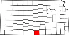 Map of Kansas highlighting Harper County