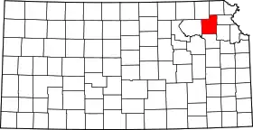 Map of Kansas highlighting Jackson County