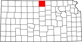 Map of Kansas highlighting Jewell County