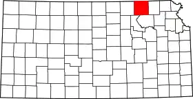 Map of Kansas highlighting Marshall County