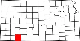 Map of Kansas highlighting Meade County