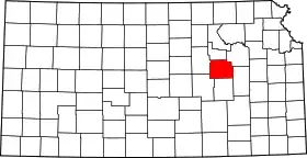 Map of Kansas highlighting Morris County