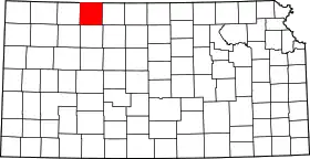 Map of Kansas highlighting Norton County