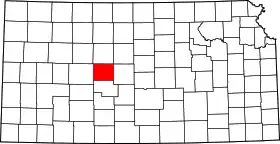 Map of Kansas highlighting Rush County