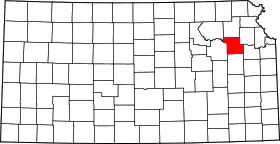 Map of Kansas highlighting Shawnee County