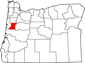 Map of Oregon highlighting Benton County