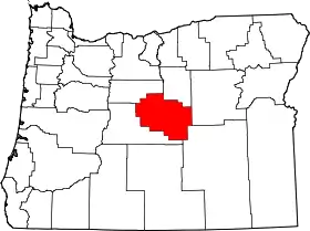 Map of Oregon highlighting Crook County