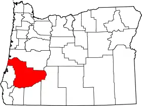 Map of Oregon highlighting Douglas County