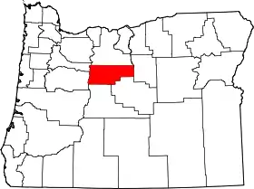 Map of Oregon highlighting Jefferson County