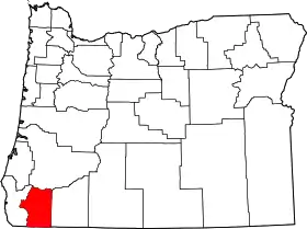 Map of Oregon highlighting Josephine County