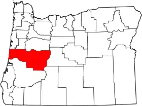 Map of Oregon highlighting Lane County