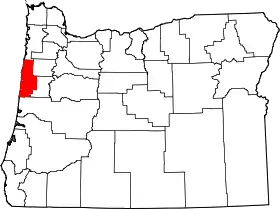 Map of Oregon highlighting Lincoln County