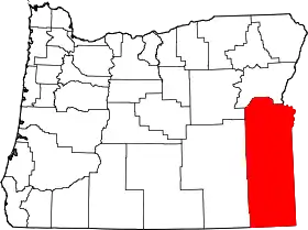 Map of Oregon highlighting Malheur County