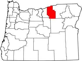 Map of Oregon highlighting Morrow County