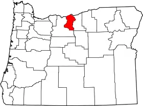 Map of Oregon highlighting Sherman County