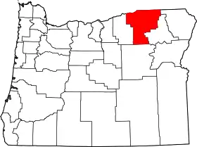 Map of Oregon highlighting Umatilla County