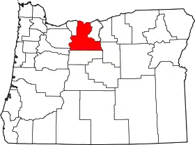 Map of Oregon highlighting Wasco County