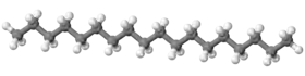 Ball-and-stick model of the octadecane molecule