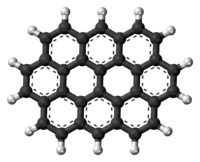 Ball-and-stick model of the ovalene molecule