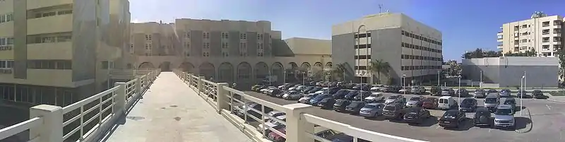 A panoramic view of the inner yard at the Rafik Hariri University Hospital in 2010