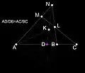 النسبة التناغمية في الهندسة الإسقاطية ، هي النسبة الموجودة بين أربع نقاط متسامتة (A,B,C,D)،  التي علاقتها التبادلية  تسمى رباعية تناغمية. يمكن إنشاء هذه الرباعية بدءًا من رباعي  أضلاع  M,N,L,K