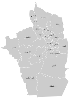 صورة لخريطة محافظة الرياض والمحافظات الأخرى في منطقة الرياض