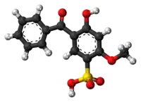 Ball-and-stick model of the sulisobenzone molecule