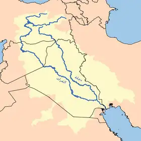 Map indicating the Tigris