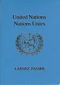 Front of a UN laissez-passer