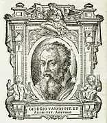 Autorretratu de Vasari, grabáu por Cristoforo Coriolano pa ilustrar la edicíón de 1568 de la so obra Le Vite.