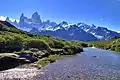 Monte Fitz Roy vistu dende'l Parque Nacional Los Glaciares, Arxentina