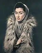 La dama del armiño, identificada cola infanta Catalina Micaela, atribuyíu a El Greco y a Sofonisba Anguissola (1577-1580).