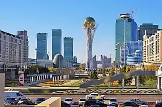 Distritu financieru nel centru d'Nur-Sultan, Kazakstán.