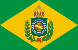 Bandera del Imperiu de Brasil, creada pola emperatriz Leopoldina.