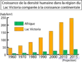 Densidá de población alredor del llagu Victoria.